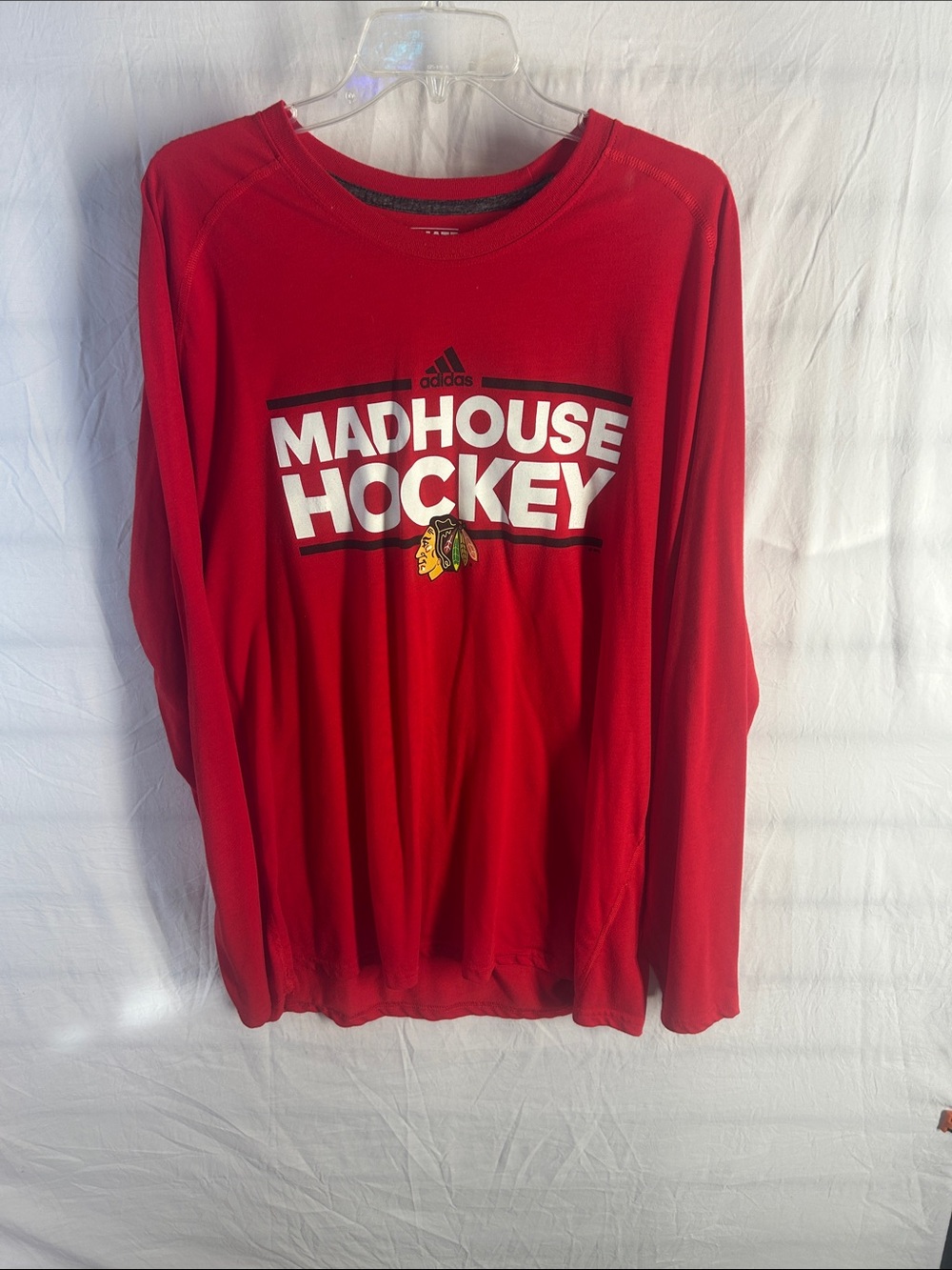adidas Red 'Madhouse Hockey' Long Sleeve Tee for Kids